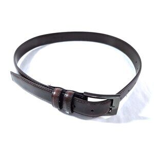NWOT Dark Brown Leather Belt with Gunmetal Buckle Size 32